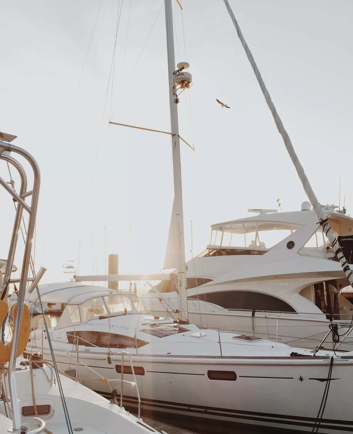 Photo of luxury boat in harbour with beautiful weather in the background